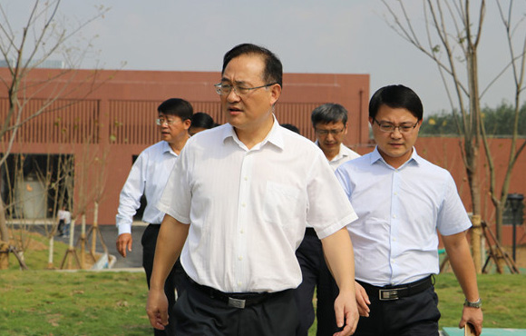 安徽省水利厅方志宏厅长调研国祯环保京台高快处初期雨水调蓄工程